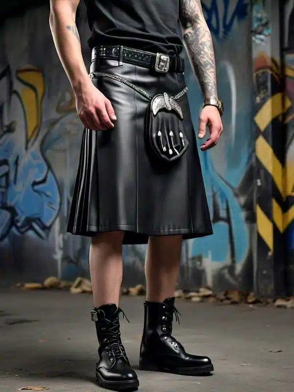 Black Leather Kilt