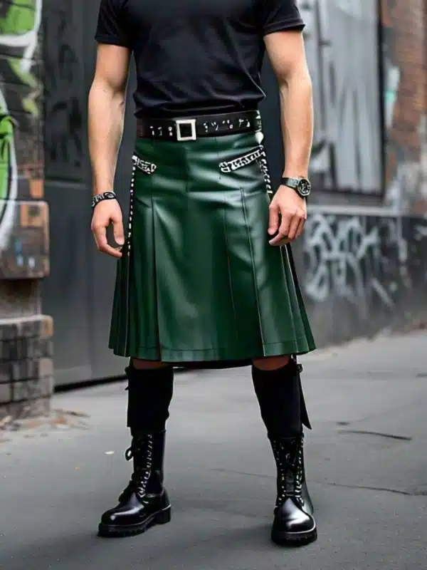 Green Leather Kilt