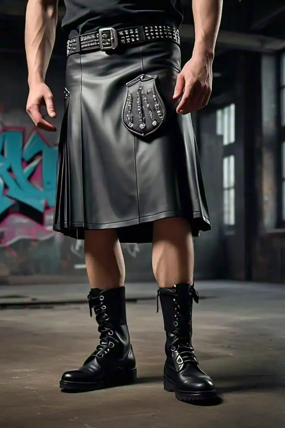 Black Leather Kilts