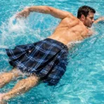 swimming tartan kilt