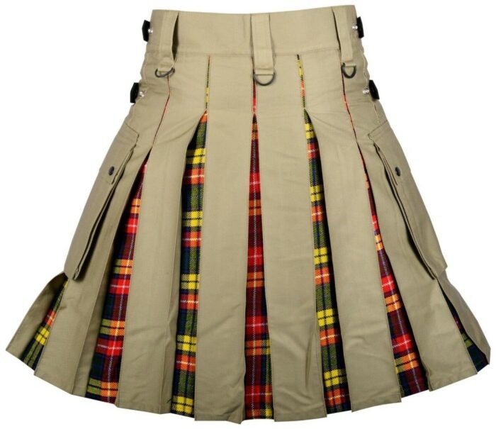 Khaki-Cotton-Buchanan-Tartan-Scottish-Utility-Cargo-Hybrid-Kilt.jpg