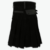 Black Deluxe Modern Kilt & Gray Straps Style With Gray Cargo Pockets