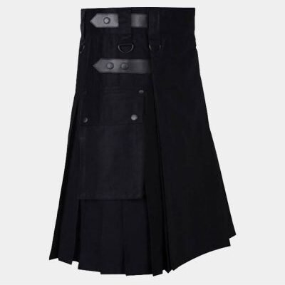 Lautreamont Real-men Stylish Black Utility Kilt