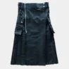Two Side Pockets Black Fashion Utility Kilt