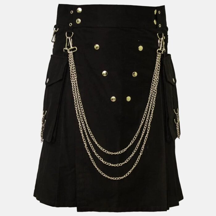 Famous Cargo Utility Kilt With Golden Chains With Side Pockets