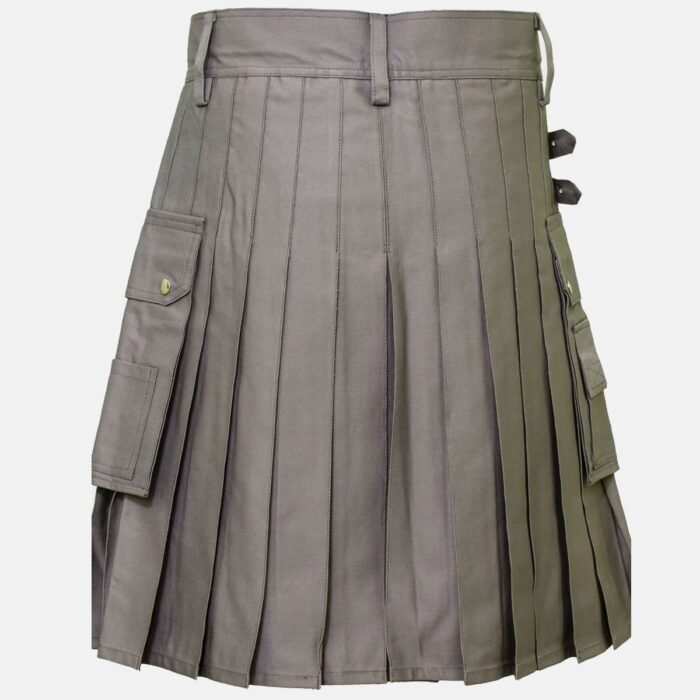 Modern Grey Utility Kilt With Dual Side Pockets