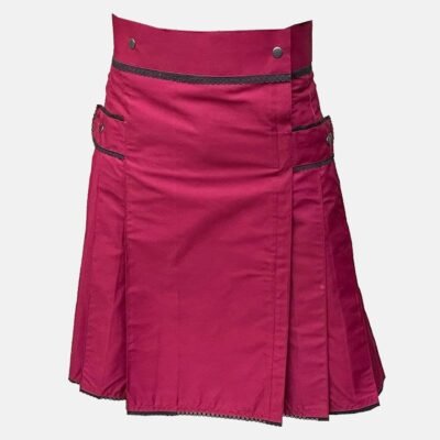 Burgundy Colour Stylish Utility Kilt For Men