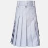 Stylish White Utility Kilt With Two Side Pockets