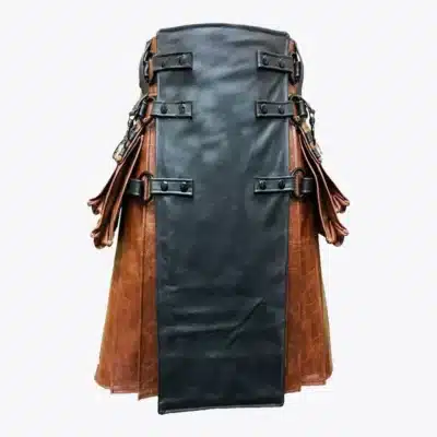 Versatile Black & Brown Leather Kilt