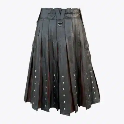 Two-Tone Black & Brown Leather Kilt