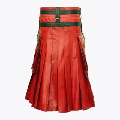 Gothic Fusion Black & Red Leather Kilt