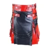 Dual-Tone Black and Red Leather Kilt