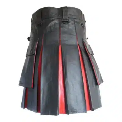 Dual Tone Leather Kilt: Black & Red