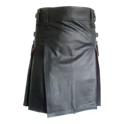 Dual Tone Leather Kilt: Black & Red