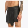 Edgy Black Gladiator Leather Mini Kilt