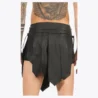 Edgy Black Gladiator Leather Mini Kilt