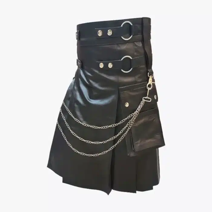 Trendy Black Leather Kilt