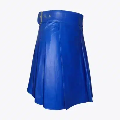 Handcrafted Blue Leather Kilt