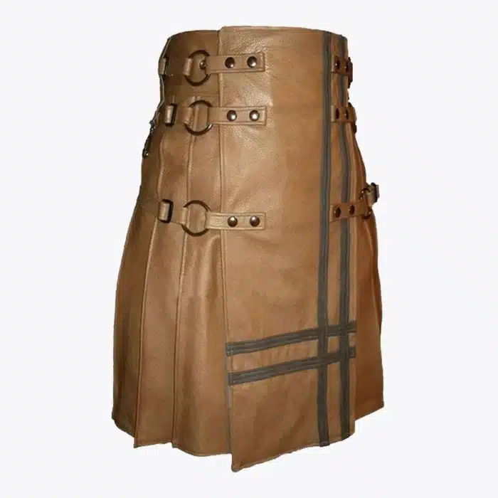 Versatile Brown Leather Utility Style Kilt