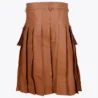 Classic Brown Leather Utility Kilt With Pockets