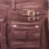 Chocolate Brown Leather Kilt With Cargo Pockets