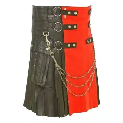 Bold Style: Leather Kilt With Red Apron