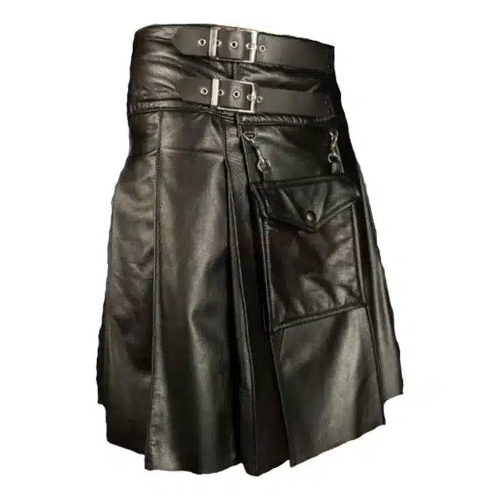 Premium Fancy Black Leather Kilt