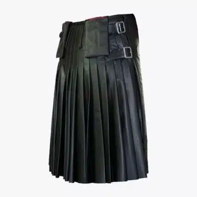 Fire Flame Black Leather Kilt