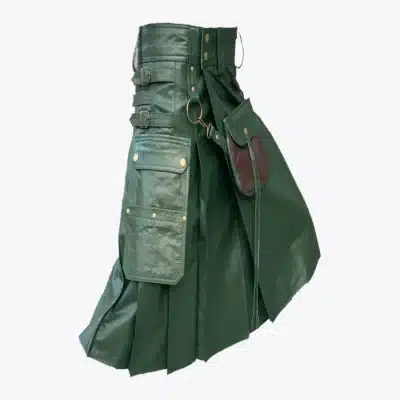 Nature-Inspired Green Leather Kilt