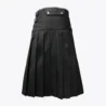 Classic Black Leather Kilt With White Trim