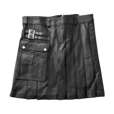 Men's Classic Pleated Leather Kilt