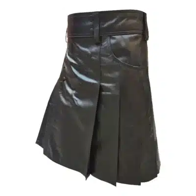 Bold & Modern Black Leather Kilt