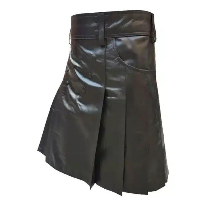 Bold & Modern Black Leather Kilt