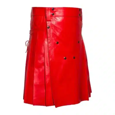 Men’s Bold Crimson Leather Kilt