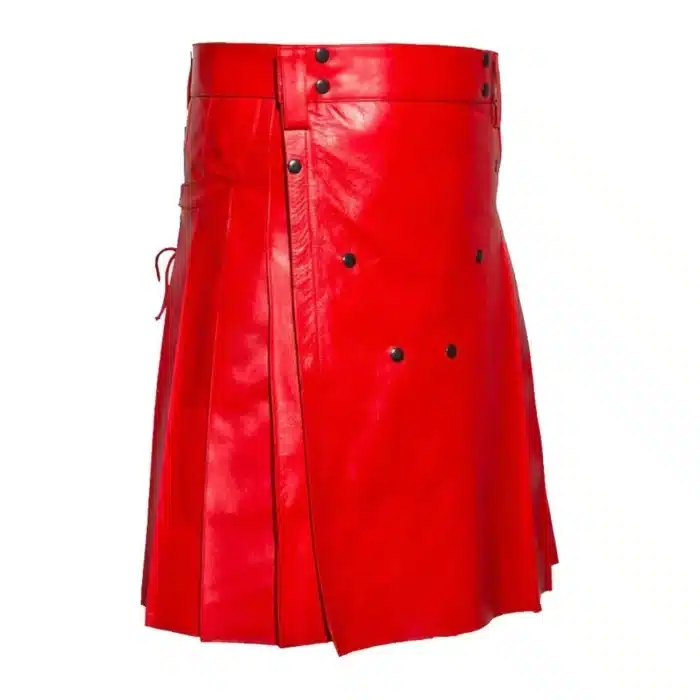 Men’s Bold Crimson Leather Kilt