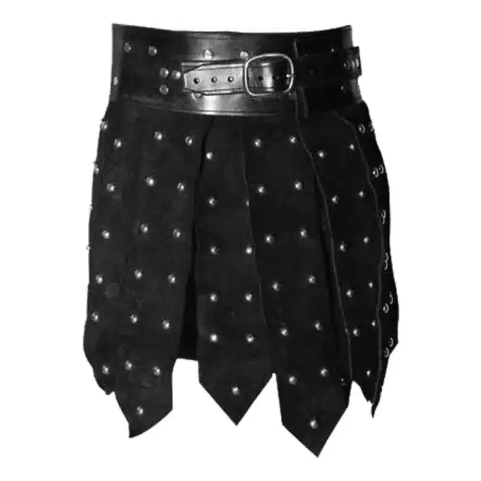 Rockstar Studded Leather Kilt With Straps