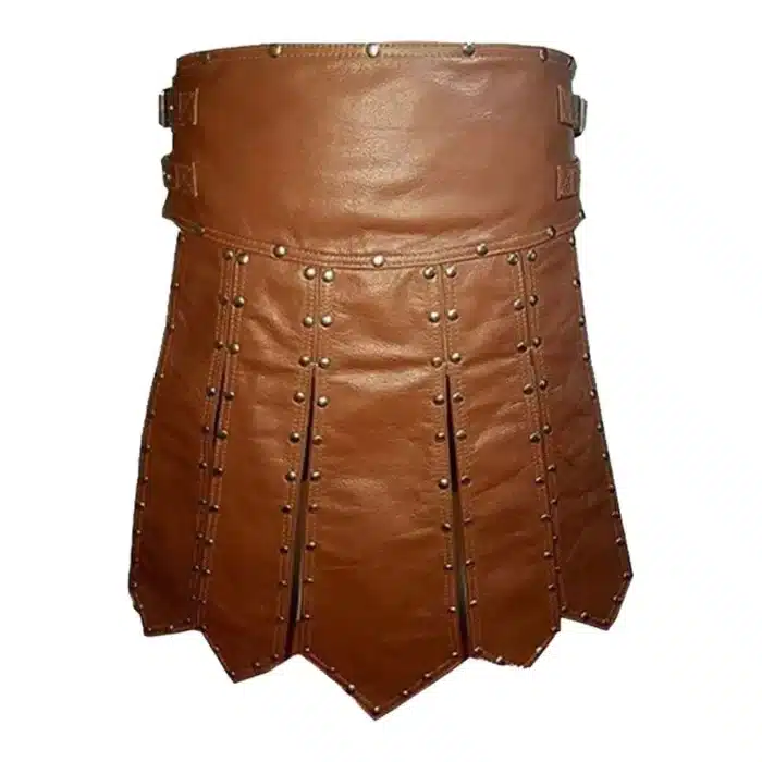 Gladiator’s Choice: Studded Brown Leather Kilt Gladiator’s Choice: Studded Brown Leather Kilt