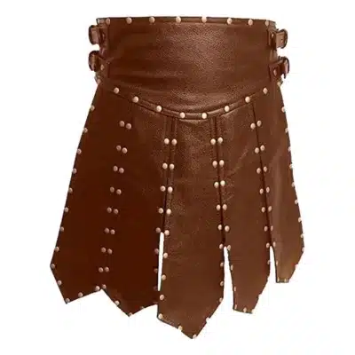 Gladiator’s Choice: Studded Brown Leather Kilt