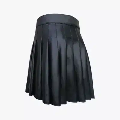 Sophisticated Black Pleated Leather Kilt