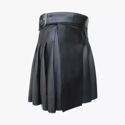 Sophisticated Black Pleated Leather Kilt