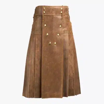 Trendy Brown Fashion Leather Kilt