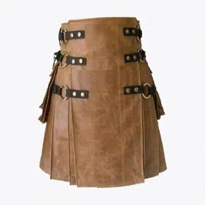 Men's Vintage Brown Leather Kilt