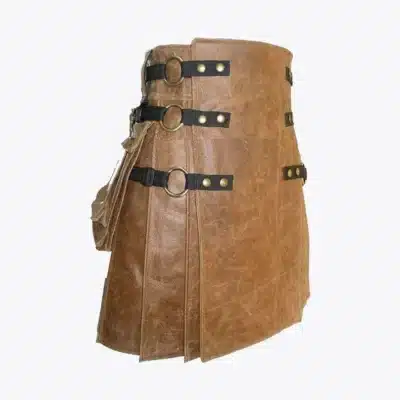 Men's Vintage Brown Leather Kilt