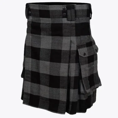 Modern Grey Tartan Utility Kilt