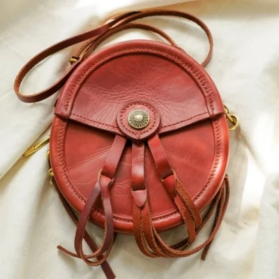 Cinnamon Leather Sporran with Antique Brass Button