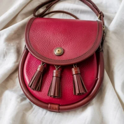 Crimson Highland Day Sporran – Triple Tassel Leather Elegance