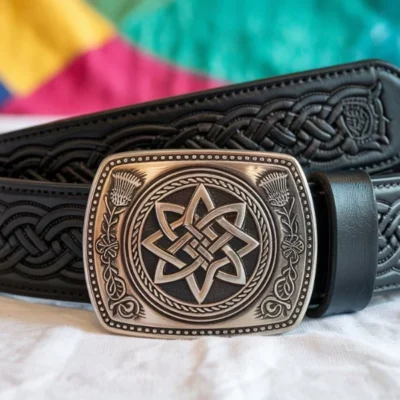 Highland Star Knot Embossed Kilt Belt