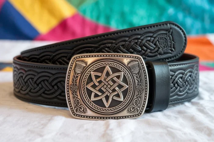 Highland Star Knot Embossed Kilt Belt