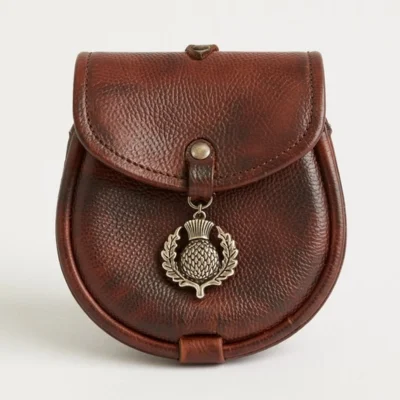 Highland Thistle Sporran in Chestnut Leather