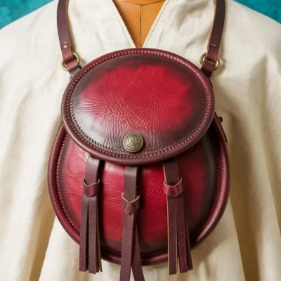 Oxblood Warrior Sporran – Highland Embossed Hunter Style with Long Tassels